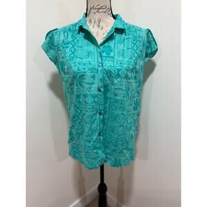 Vintage Hilo Hattie Hawaiian Cotton Button Up Shirt Size Large